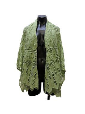 Johnny Was Green Embroidered Kimono Cardigan L